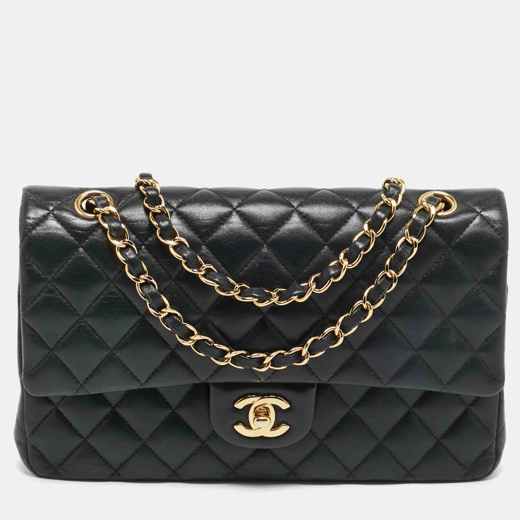 Chanel Classic Double Flap Medium Black Quilted Leather Bag