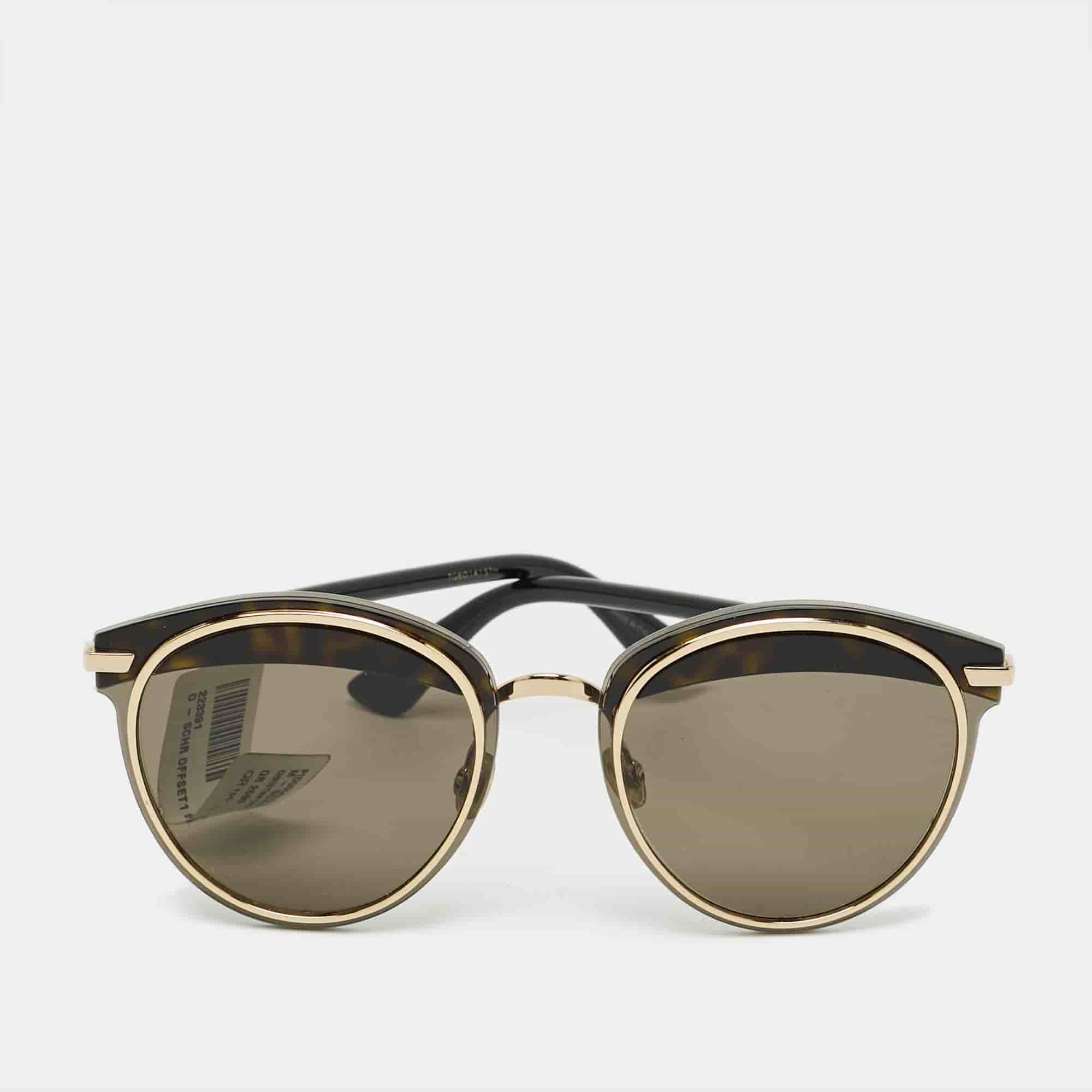 Dior Black/Brown Off Set 5812M Round Sunglasses