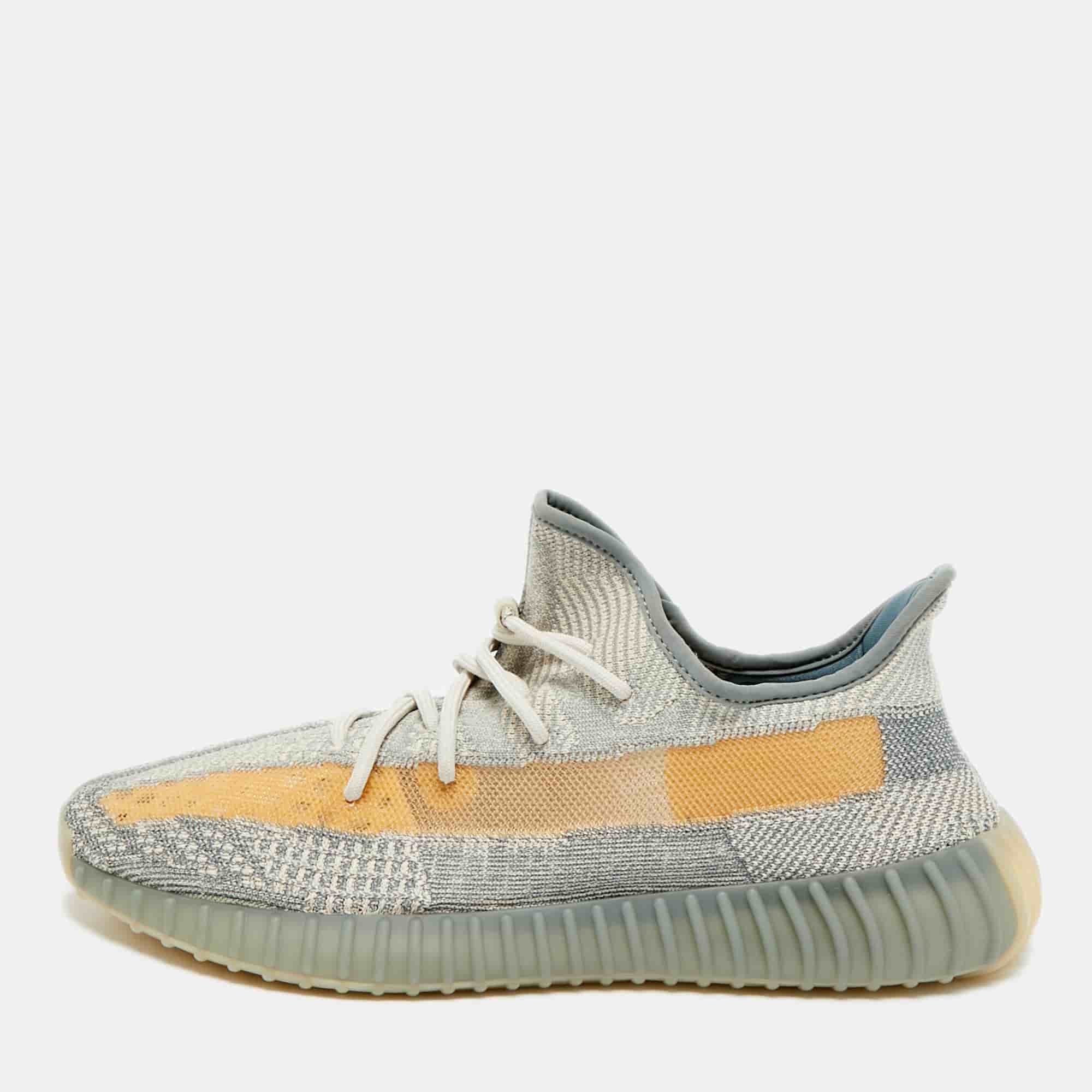 Yeezy x Adidas Boost 350 V2 Israfil Size 48 Grey/Beige Knit Fabric Low Top Sneakers