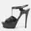 Saint Laurent Tribute Size 39.5 Burgundy Patent Leather Platform Sandals