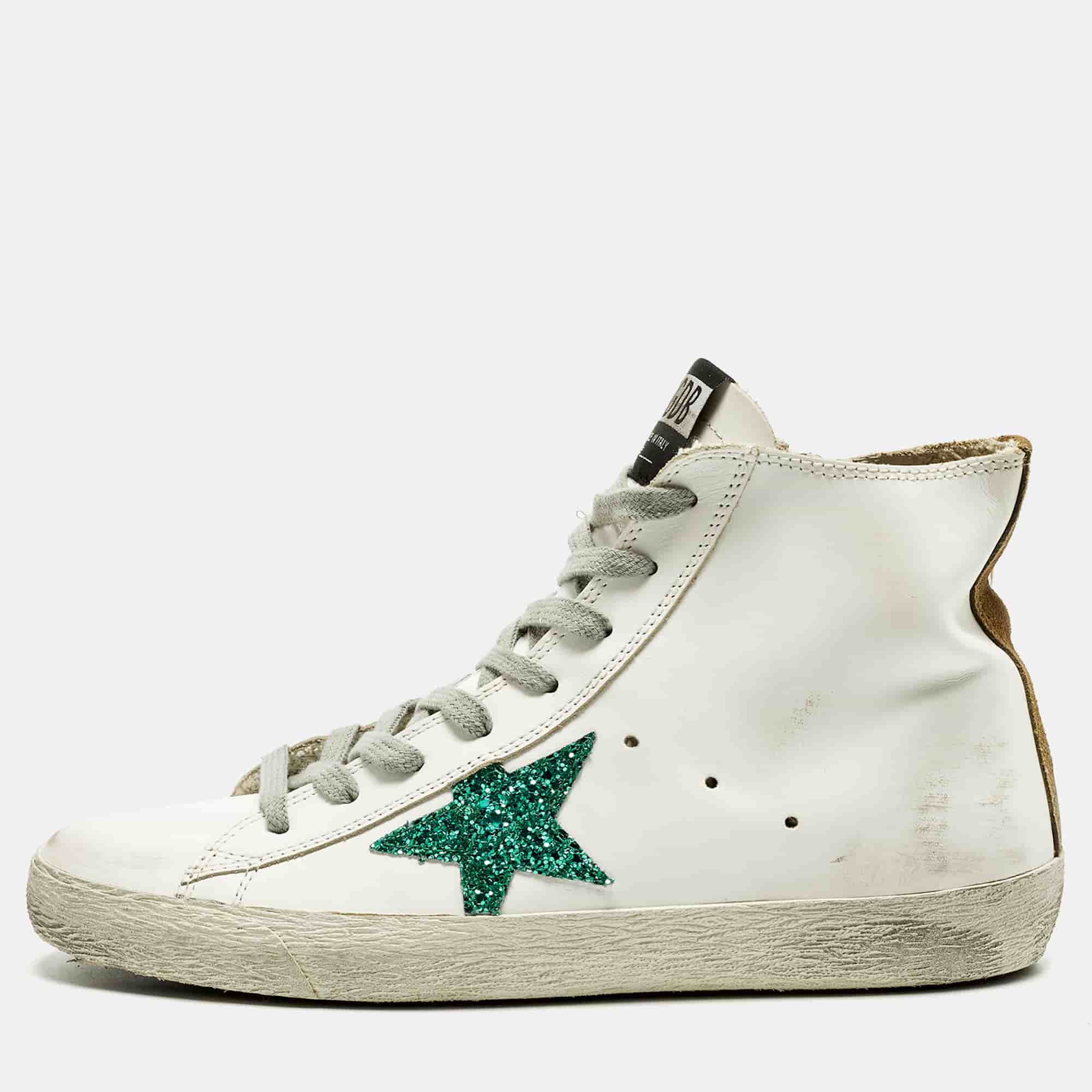 Golden Goose Francy Size 38 White Leather High Top Sneakers