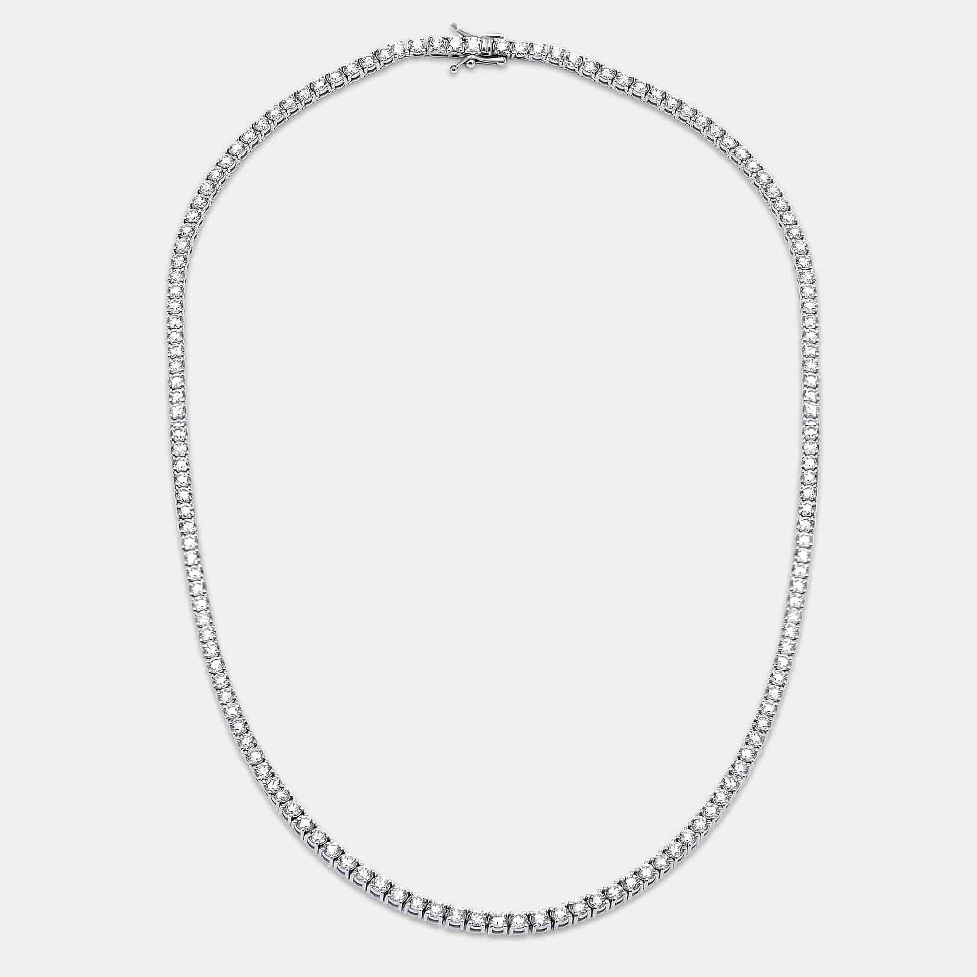 10 cts Round Lab Grown Diamonds Sterling Silver 925 Necklace