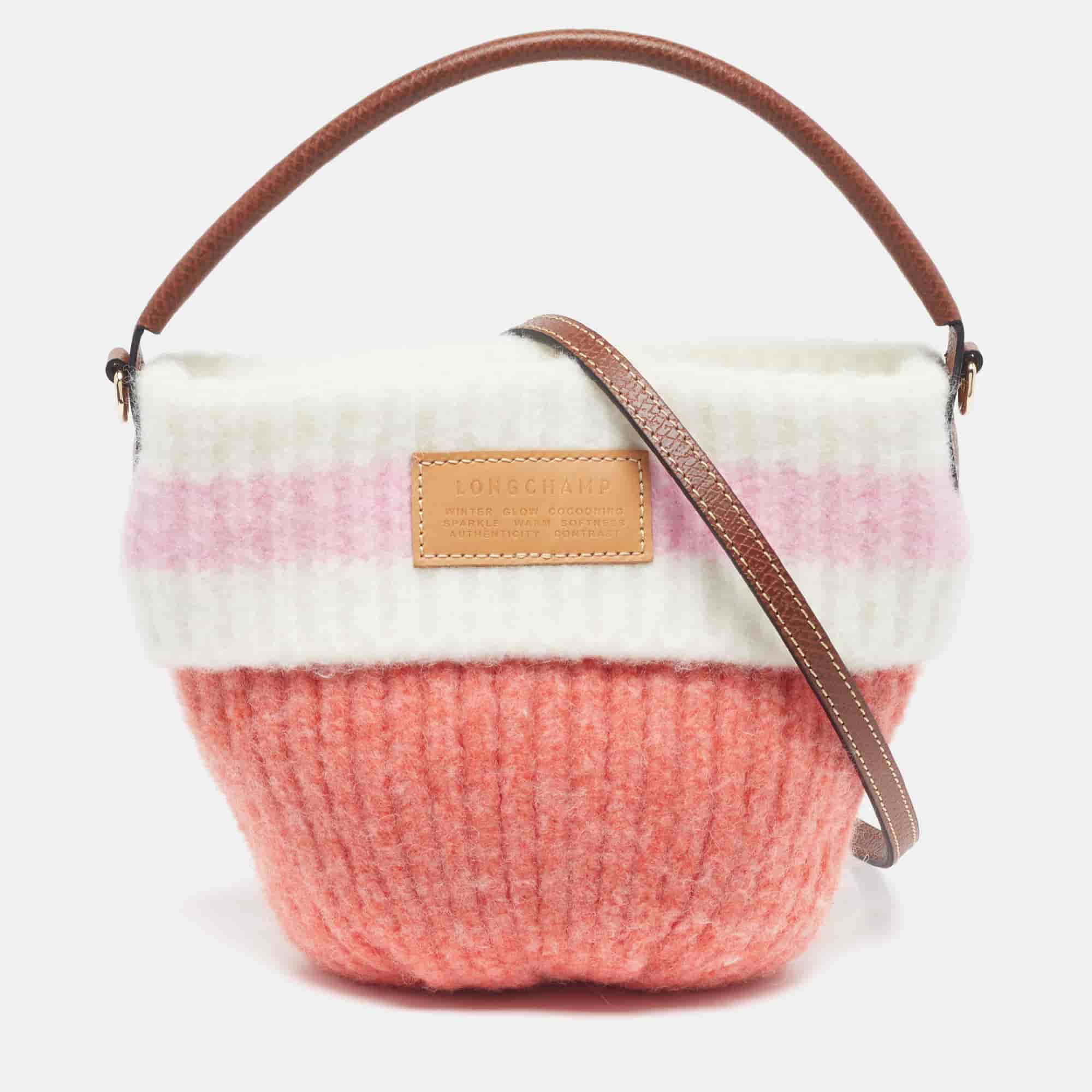 Longchamp Le Pliage Cocooning S Multicolor Leather and Wool Crossbody Bag
