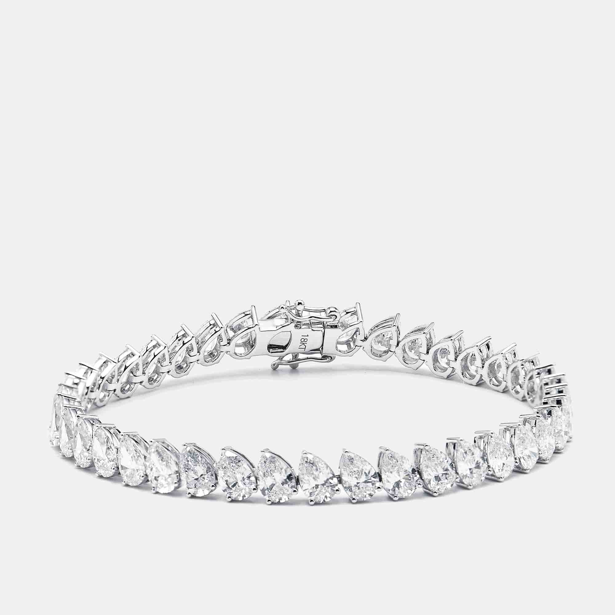 13.5 cts Pear Lab Grown Diamonds 18k White Gold Bracelet