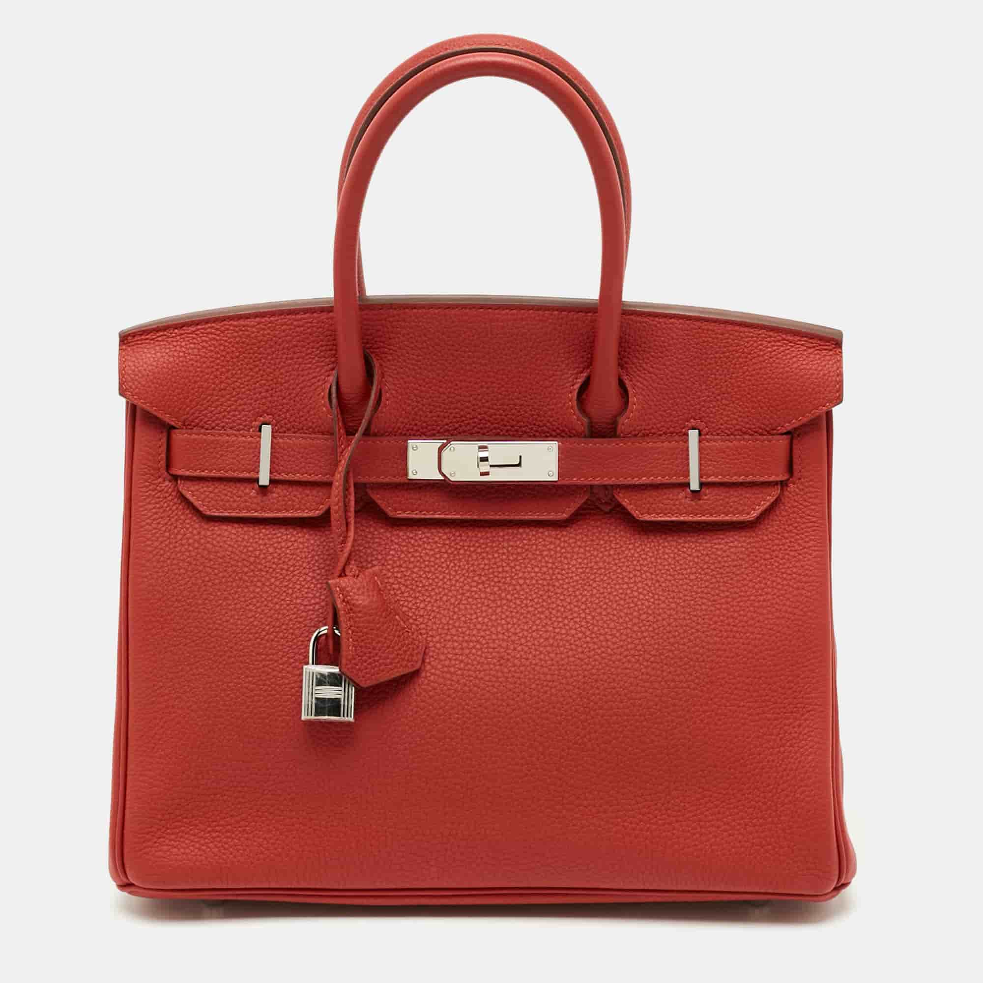 Herm&egrave;s Birkin 30 Palladium Finish Rouge Tomate Togo Leather Tote