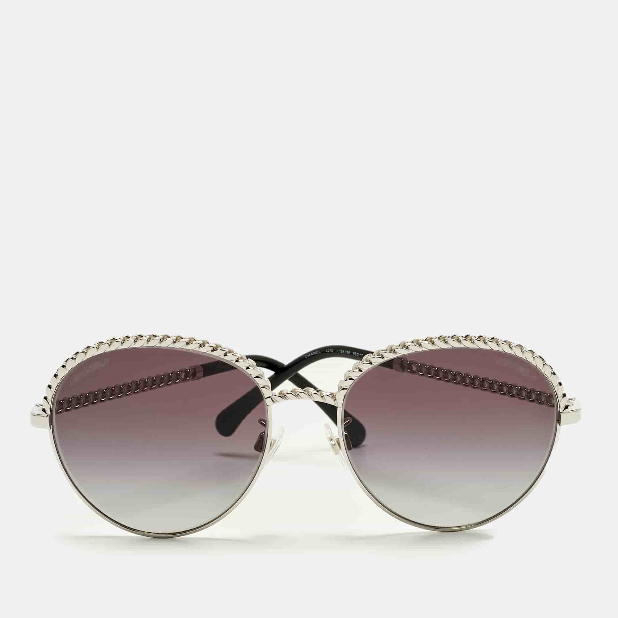 Chanel Black/Silver Tone Gradient 4242 Pantos Aviator Sunglasses