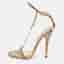 Gucci Size 38 Brown/Cream Python Leather Chain Link Ankle Strap Sandals