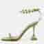 Amina Muaddi Julia Studded Size 37 Green PVC Ankle Strap Sandals