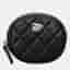 Chanel CC Round Black Lambskin Leather Coin Purse Bag