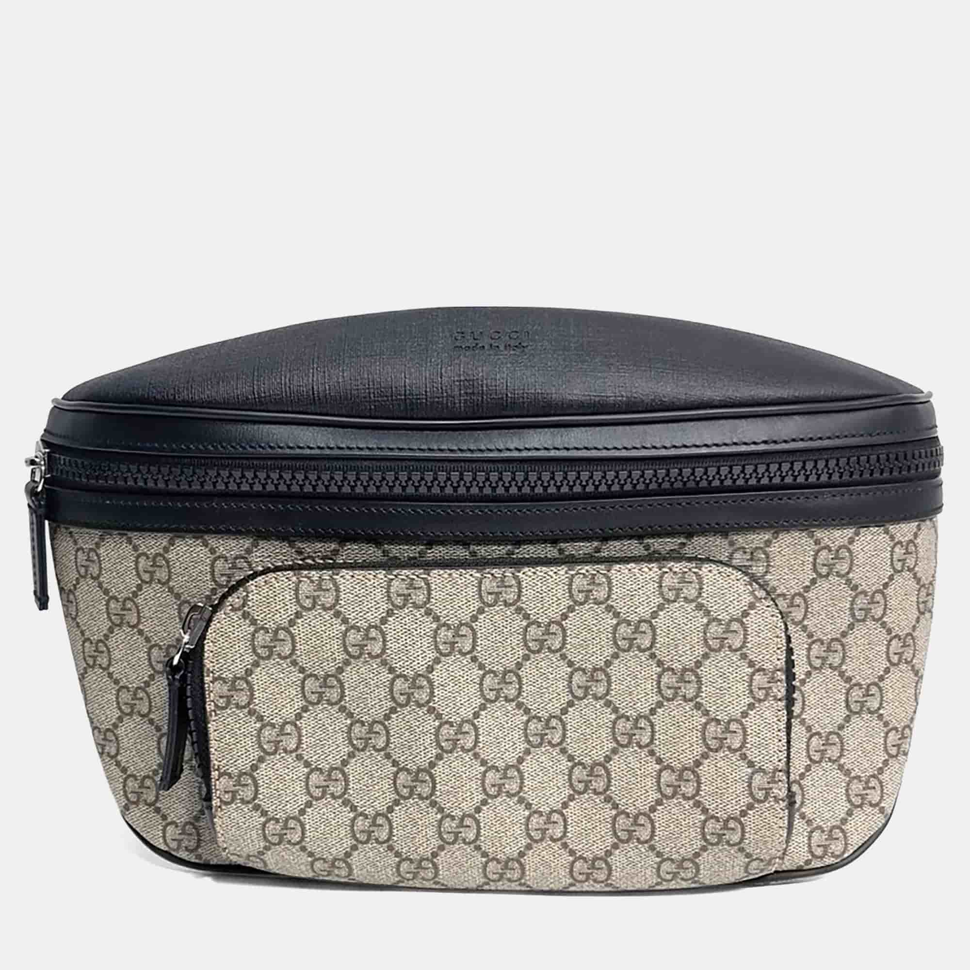 Gucci Beige Black PVC Belt Bag