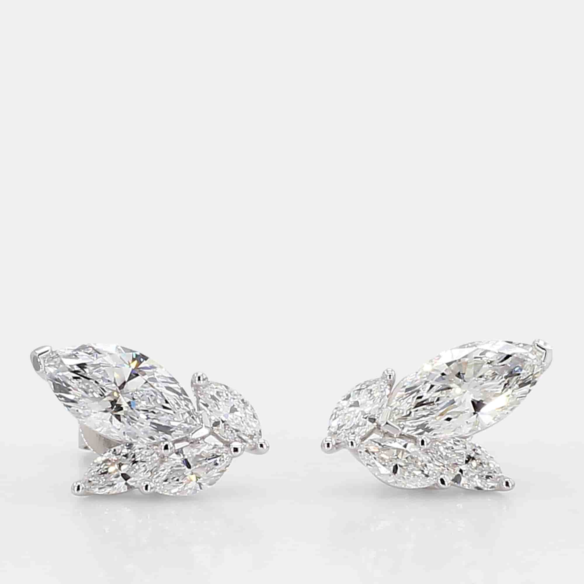 1.48 cts Lab Grown Diamond 14k White Gold Fancy Mix Studs