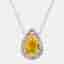 2.05 cts Pear Lab Grown Diamond 14k White Gold Yellow Halo Pendant Necklace