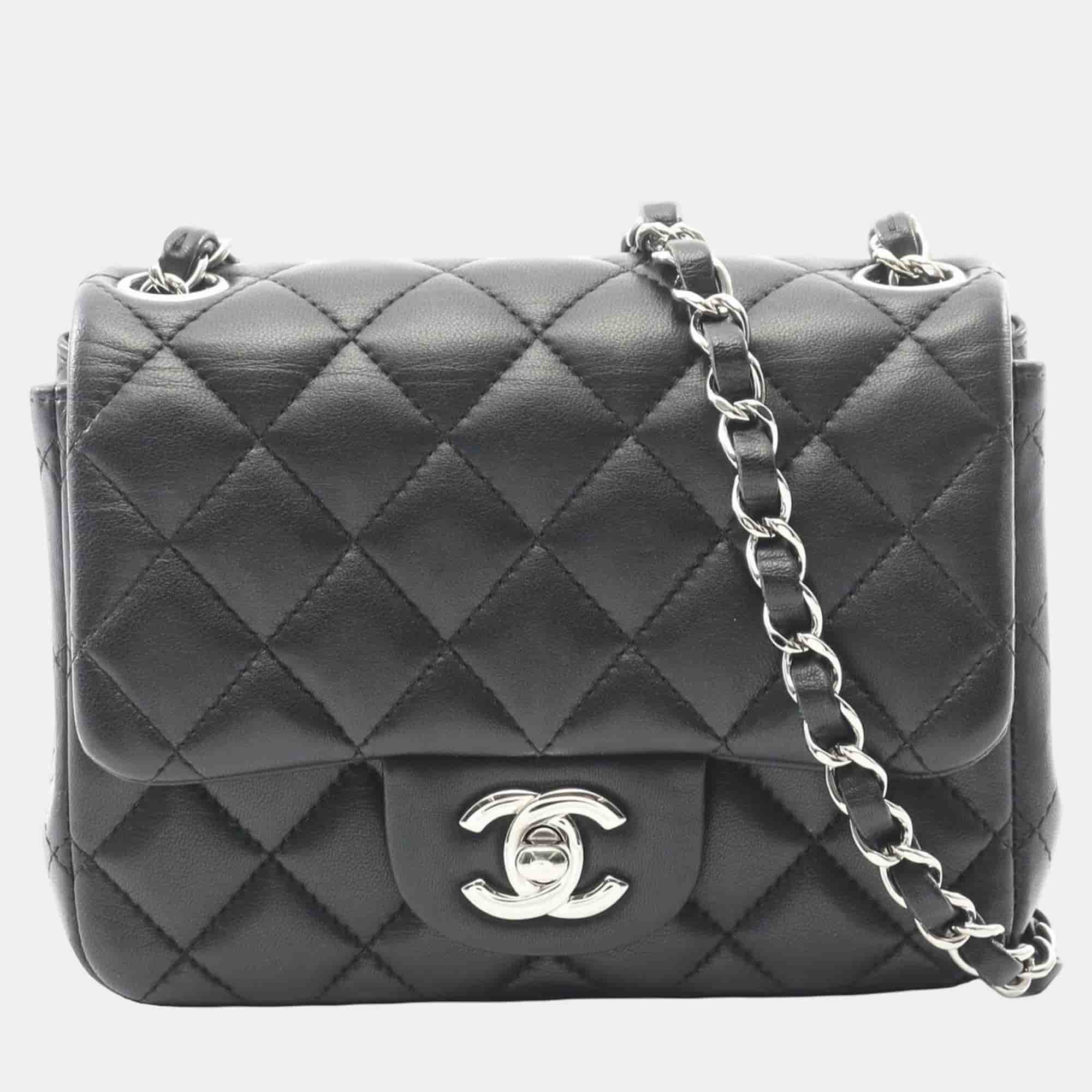 Chanel Black Mini Square Classic Lambskin Single Flap