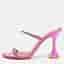Amina Muaddi Gilda Size 40 Metallic Pink Leather Crystal Embellished Slide Sandals