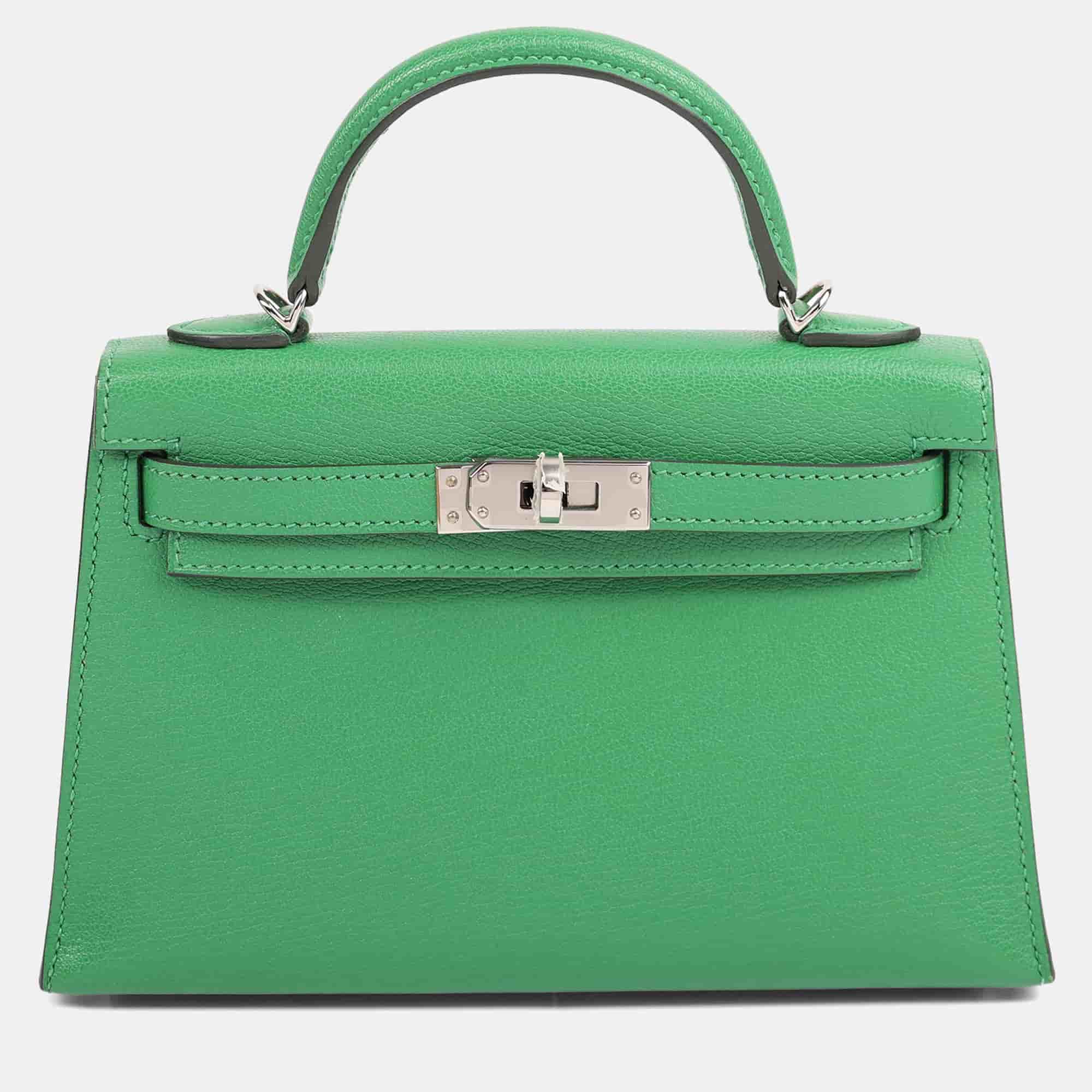 Hermes Bambou Chevre Mini Kelly 20 PHW