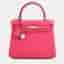 Hermes Rose Mexico Togo Kelly 25 Top Handle Bag