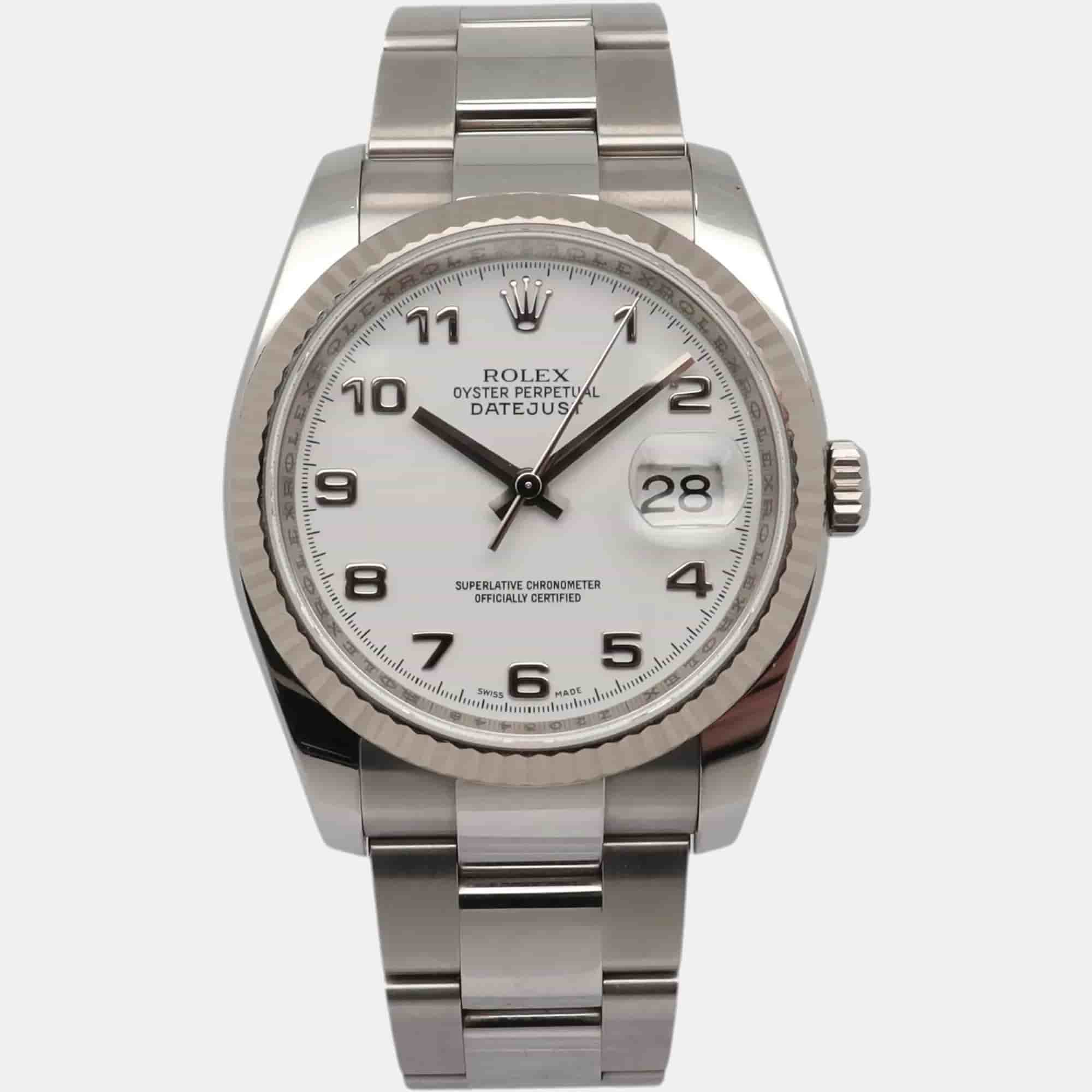 Rolex Datejust 116234 White Stainless Steel AutomaticnMen Wristwatch 36mm