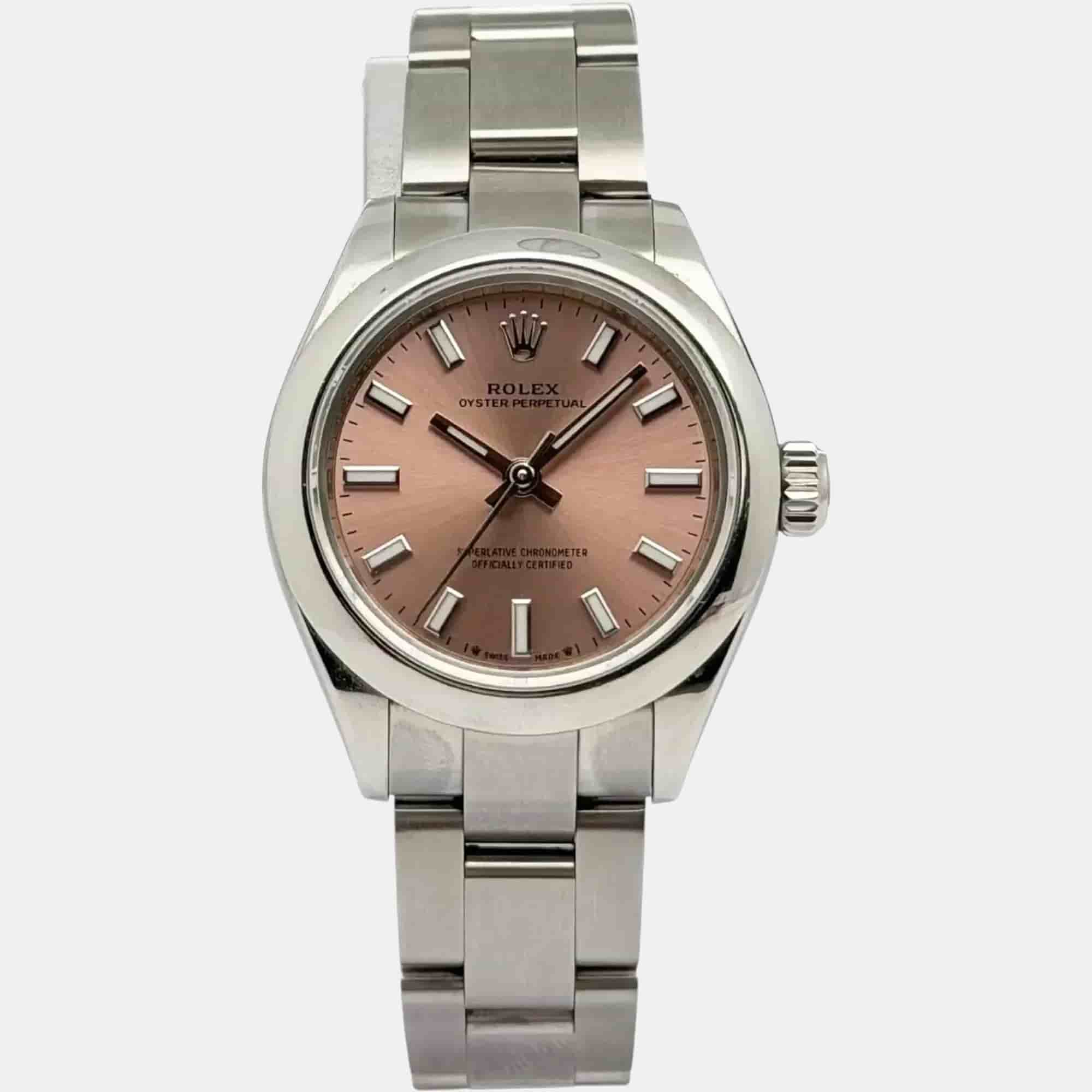 Rolex Oyster Perpetual 276200 Pink Stainless Steel Automatic Women Wristwatch 28mm