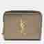 Saint Laurent Monogram Zip Metallic Crinkled Leather Compact Wallet