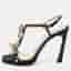Prada Size 40.5 Black Fabric Embellished Ankle Strap Sandals