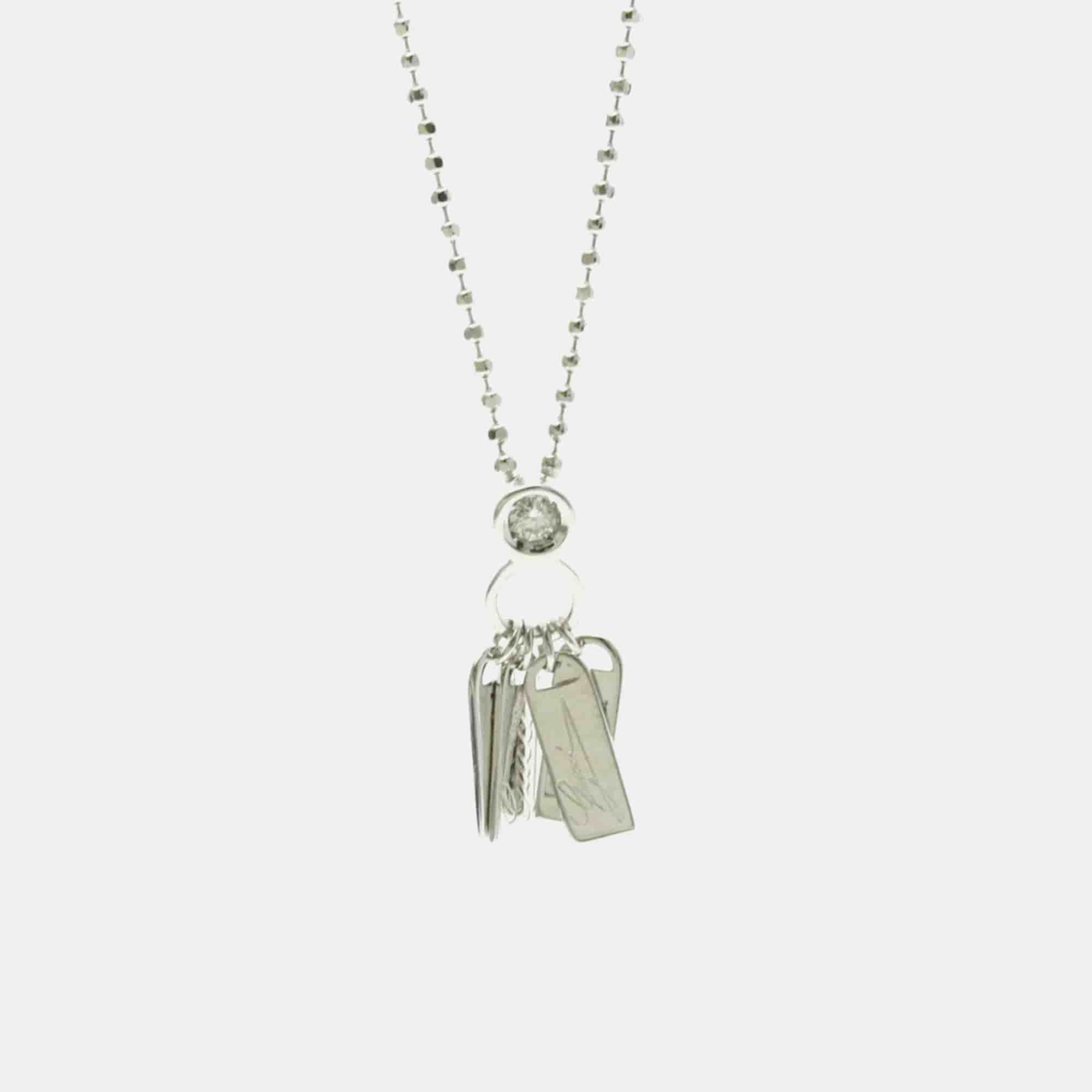 Gucci Plate Tag Diamond Necklace 18K White Gold Pendant Necklace