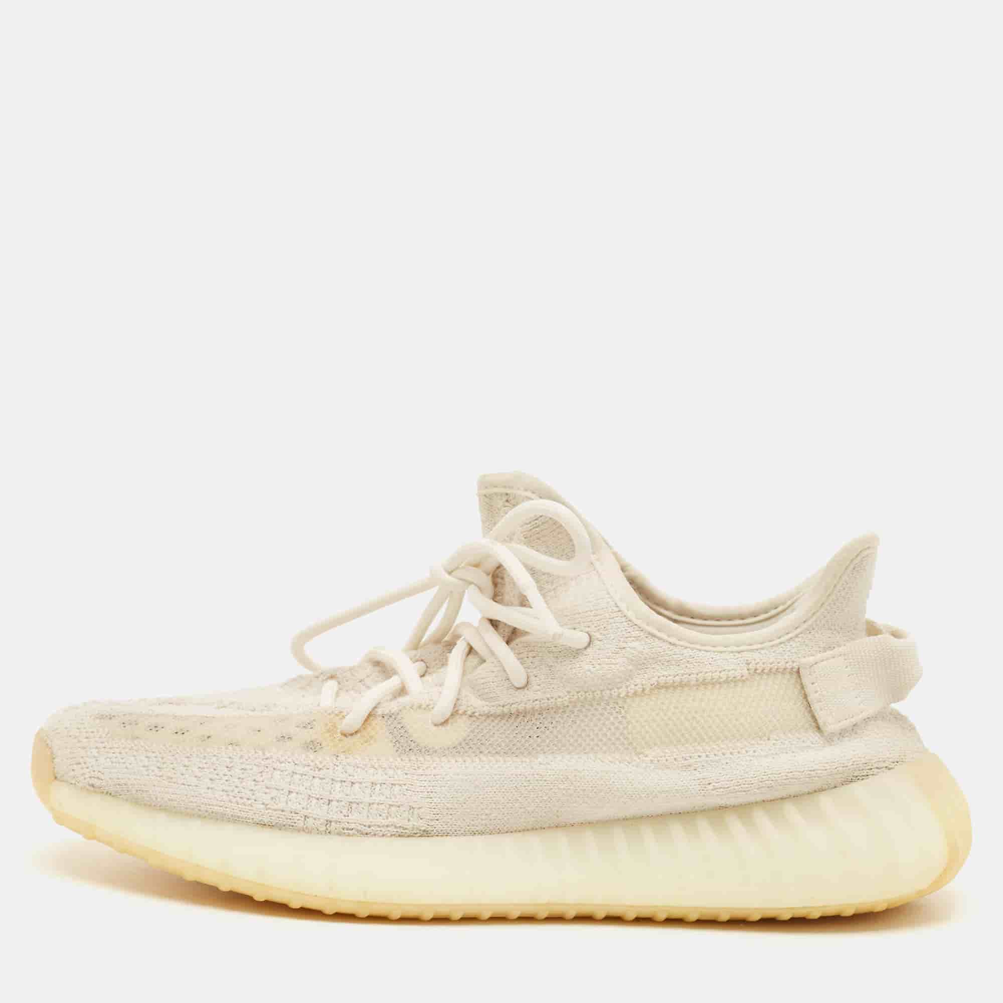 Yeezy x Adidas Boost 350 V2 Size 42.5 Cream Knit Fabric Low Top Sneakers