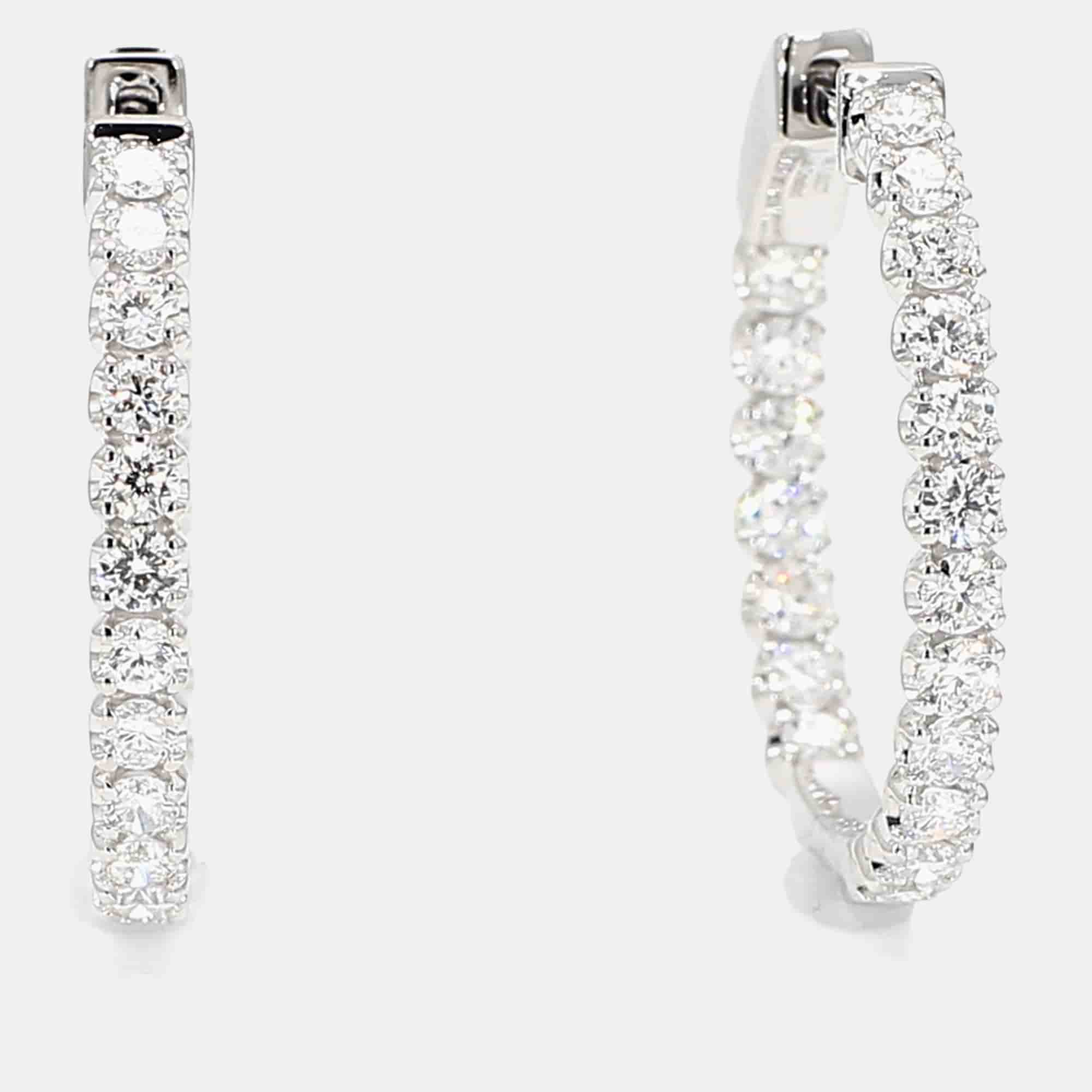 1.00 cts Round Lab Grown Diamonds 14K White Gold Inside-Out Hoops