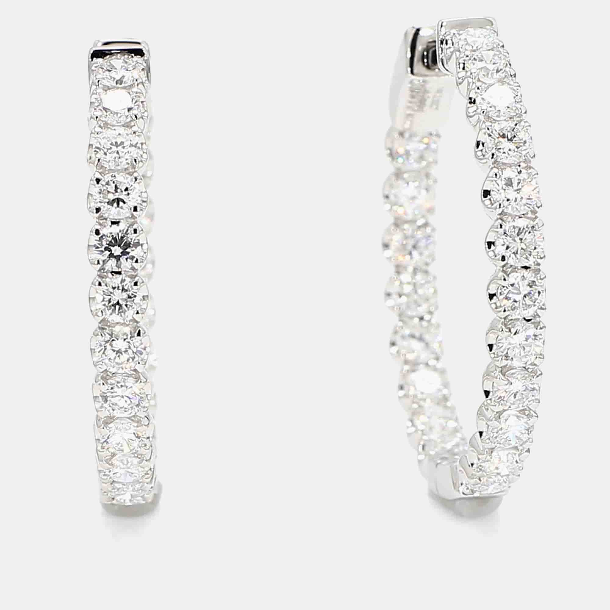 2.00 cts Round Lab Grown Diamonds 14K White Gold Inside-Out Hoops