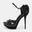 Loriblu Size 38 Black Suede Platform Crystal Embellished Ankle Strap Sandals