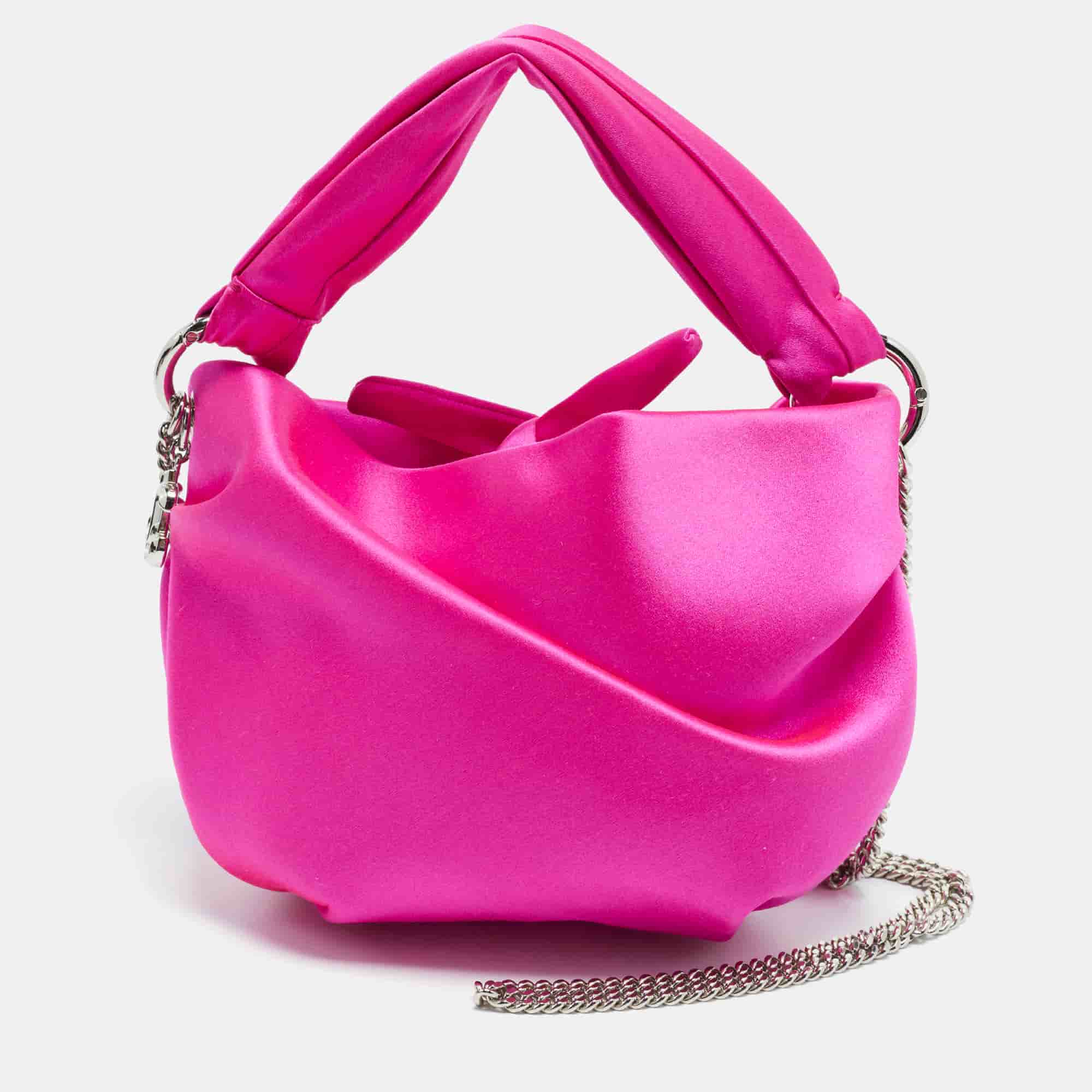 Jimmy Choo Bonny Pink Satin Chain Clutch