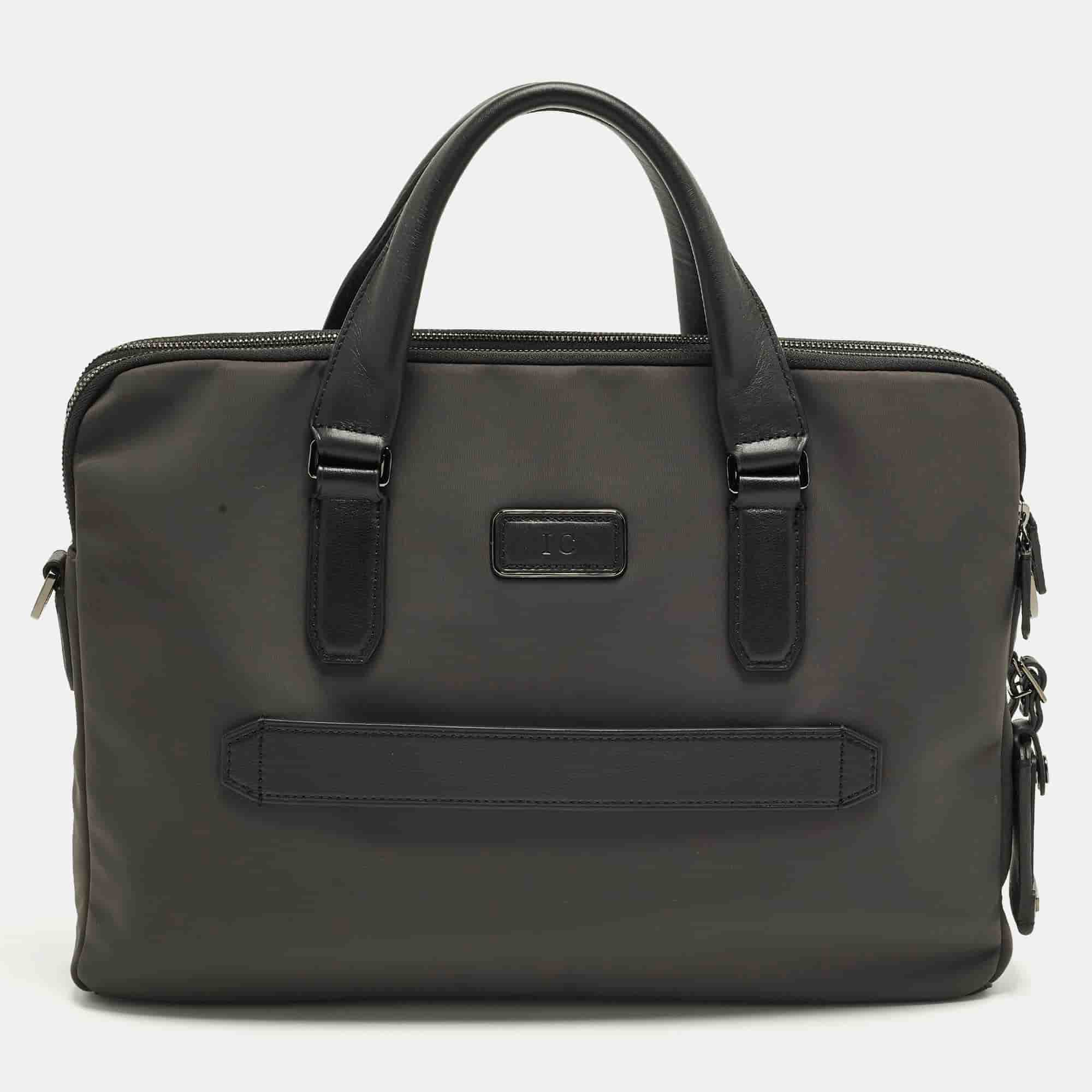 TUMI Sycamore Harrison Black/Grey Leather and Nylon Briefcase