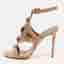 Aquazzura Size 37 Beige Suede Embellished Ankle Strap Sandals