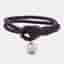 Bottega Veneta Intrecciato Purple Double Knot Leather Silver Tone Bracelet