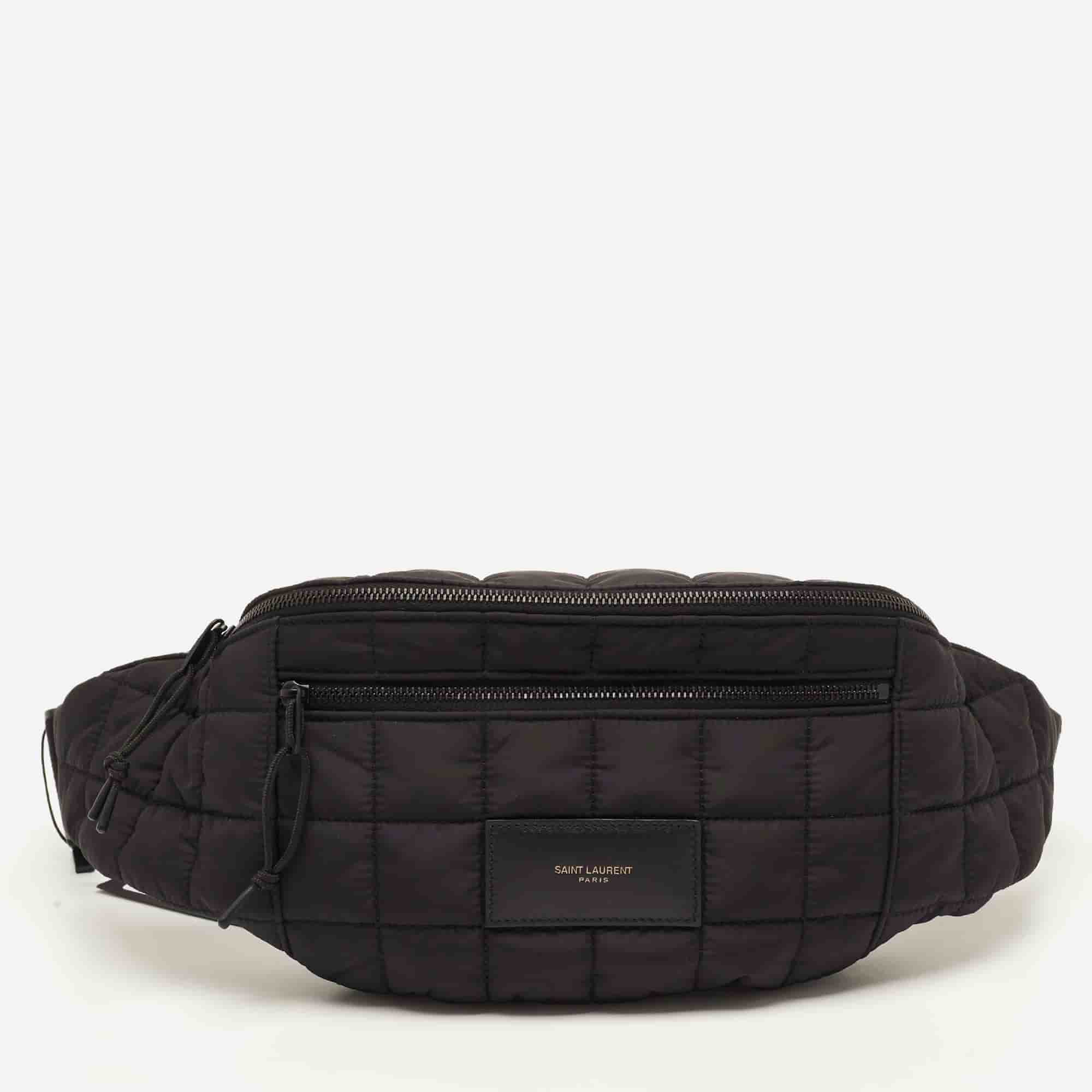 Saint Laurent Nuxx Black Quilted Nylon Belt Bag