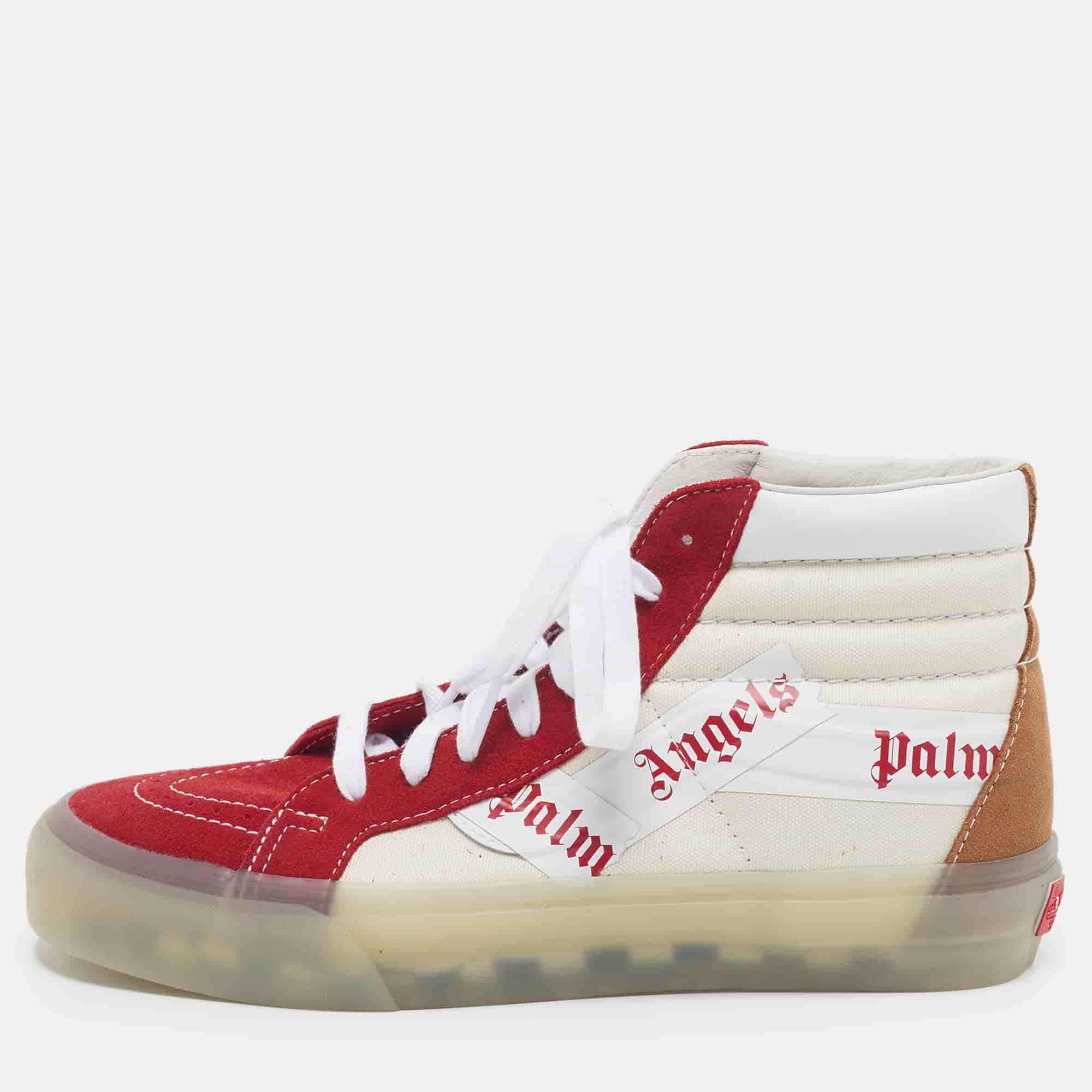 Palm Angels x Vans Sk8-Hi Reissue Size 40.5 Tricolor Canvas and Suede High Top Sneakers