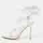 Gianvito Rossi Giza Size 39 Silver Metallic Leather Ankle Tie Sandals