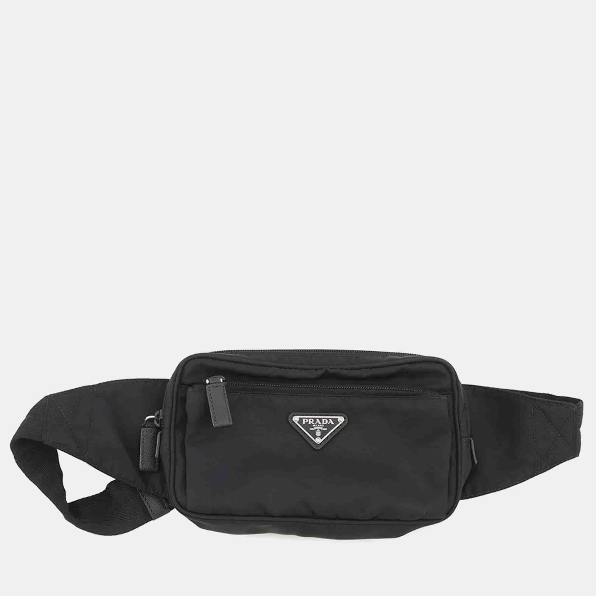 Prada Black Nylon Waist Bag 2V l977