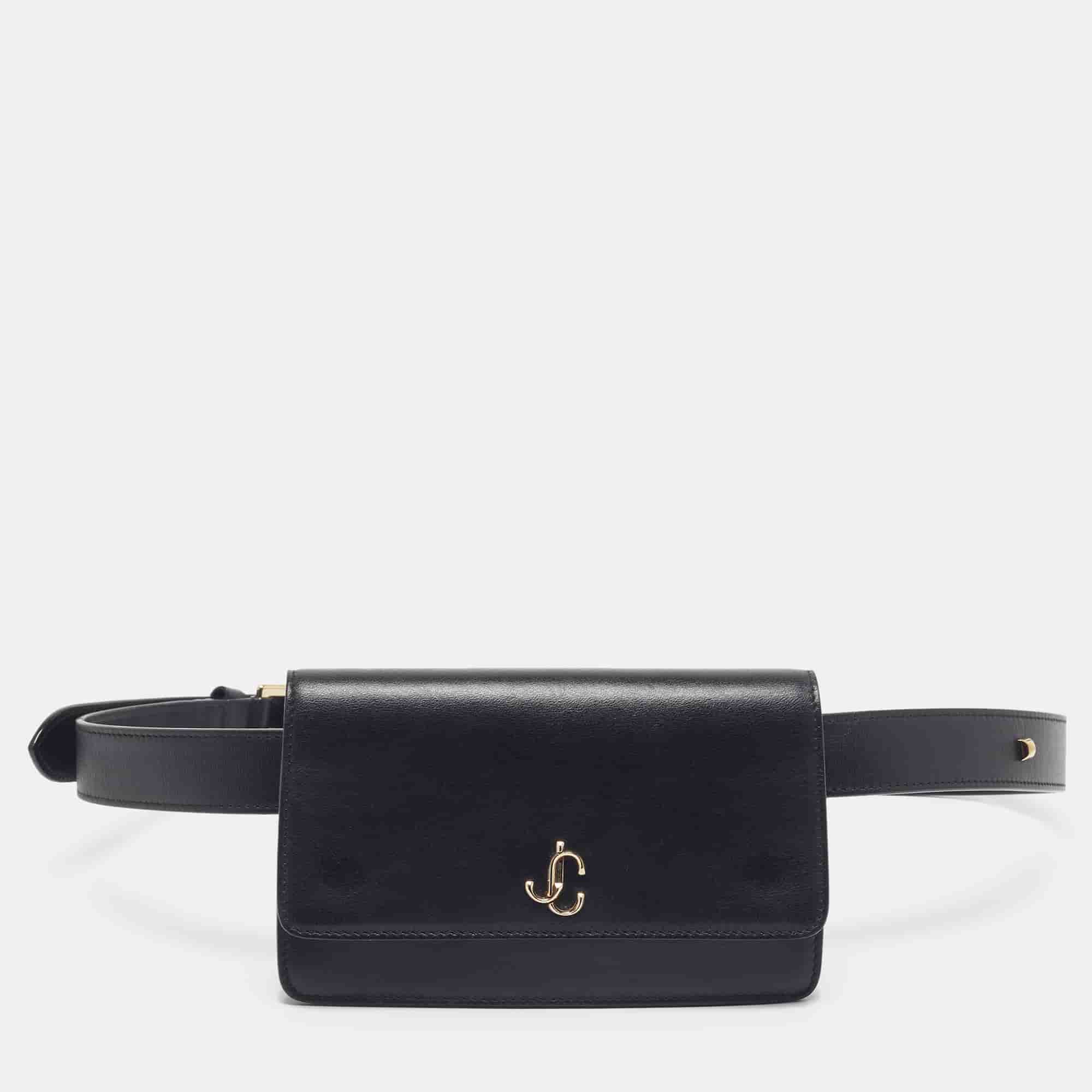 Jimmy Choo Varenne Black Leather Belt Bag