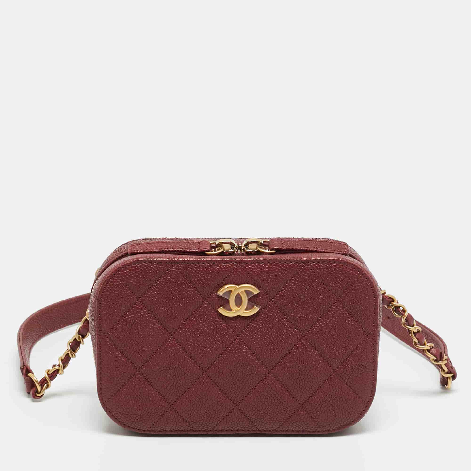 Chanel Chic Trip Burgundy Quilted Caviar Leather Waist Bag