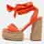 Christian Louboutin Mariza du D&eacute;sert Size 37 Orange Canvas Platform Espadrille Sandals