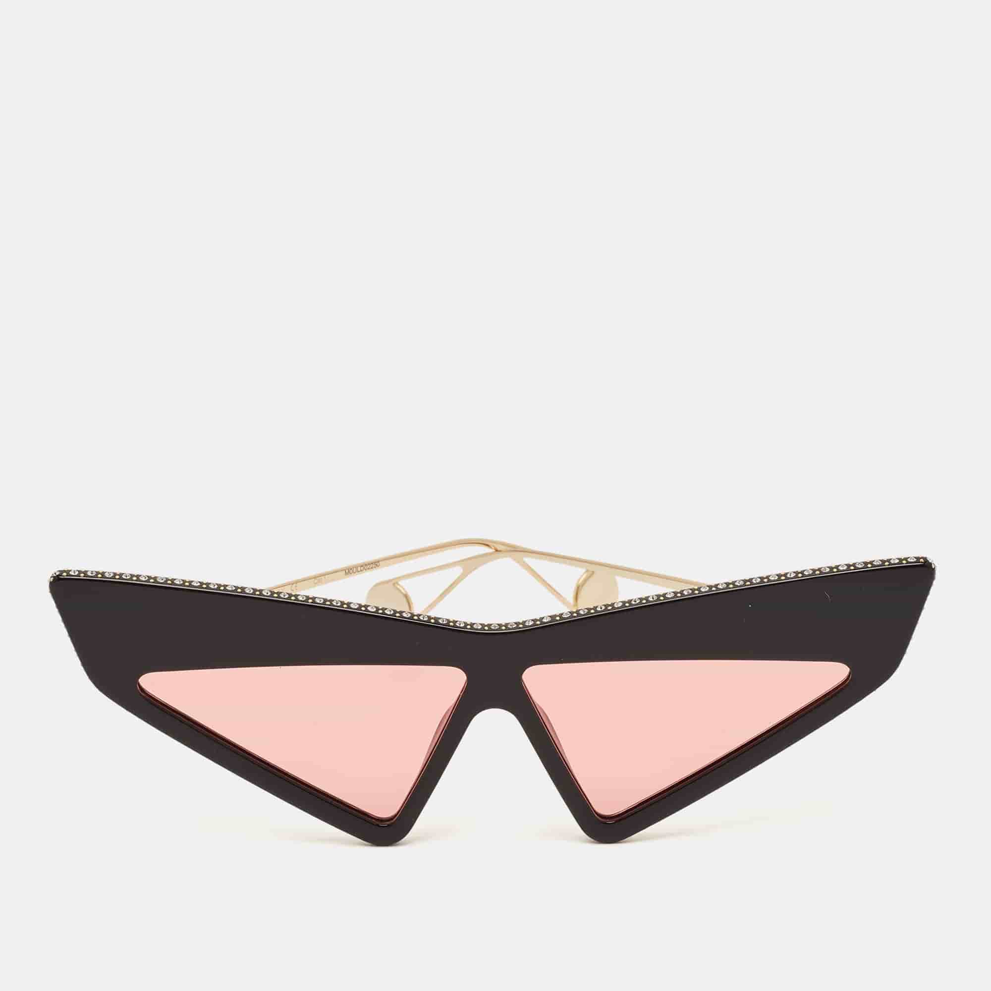 Gucci Black/Pink GG0430S Crystal Geometric Sunglasses