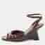 Tory Burch Jessa Size 38.5 Burgundy Crocodile Leather Wedge Sandals