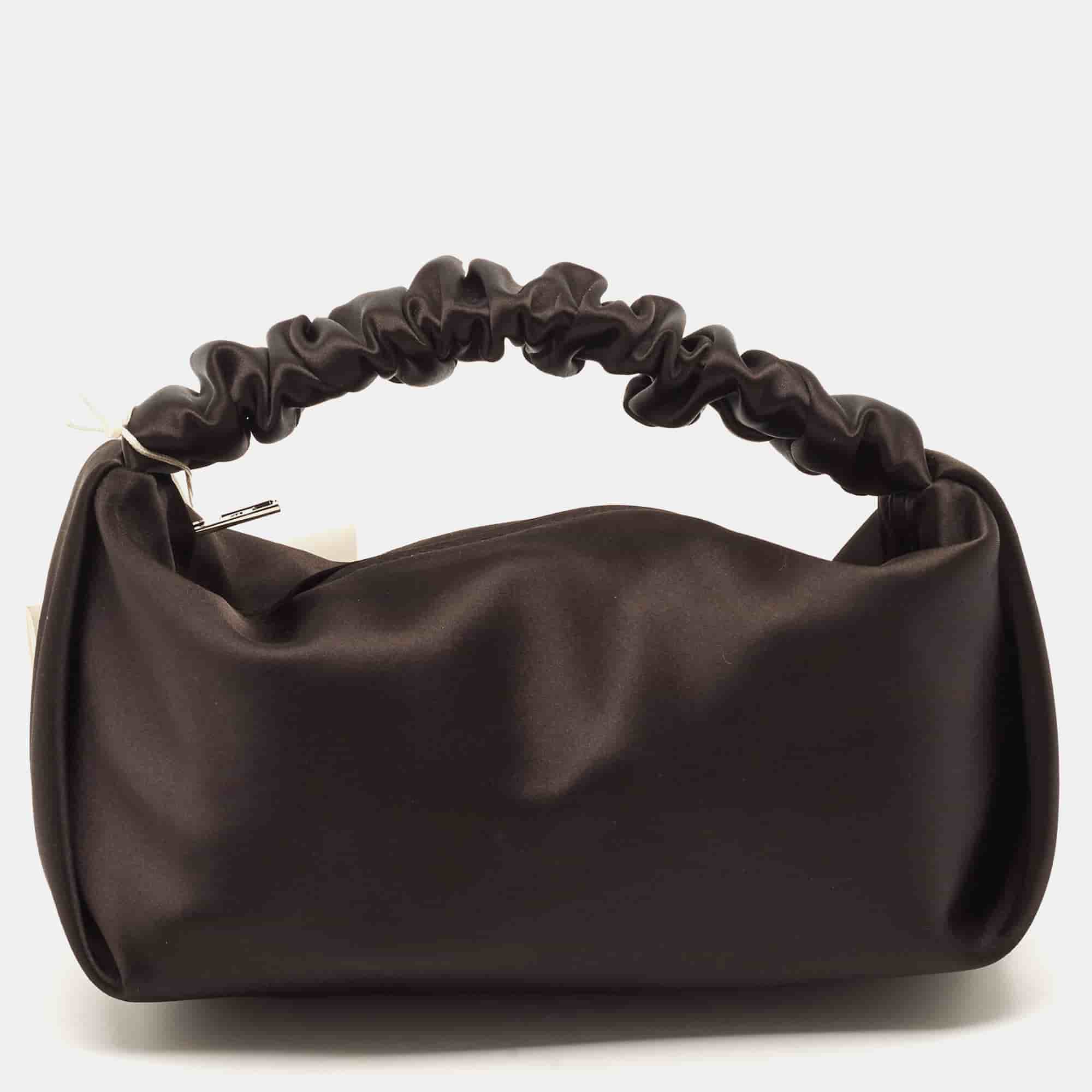 Alexander Wang Scrunchie Mini Black Satin Bag