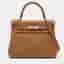 Herm&egrave;s Kelly Retourne Touch 28 Palladium Finish Gold Matte Alligator and Togo Leather Top Handle Bag