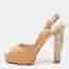 Christian Louboutin Private Number Size 39 Tan Leather Peep Toe Pumps
