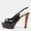 Sergio Rossi Size 40 Black Patent Leather Platform Slingback Sandals