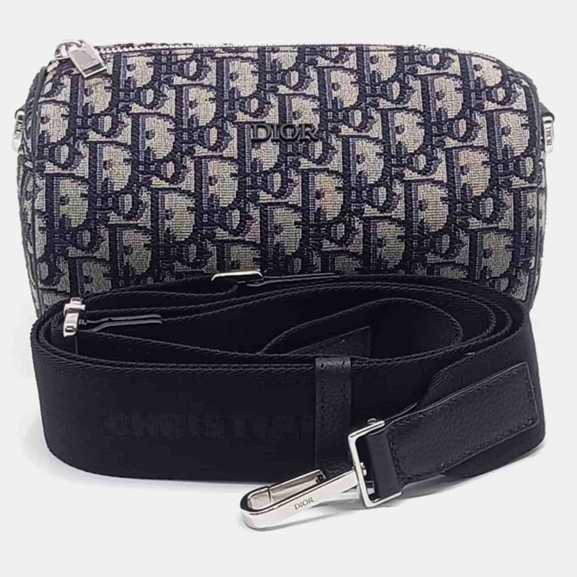 Dior Blue Fabric Oblique Roller Bag
