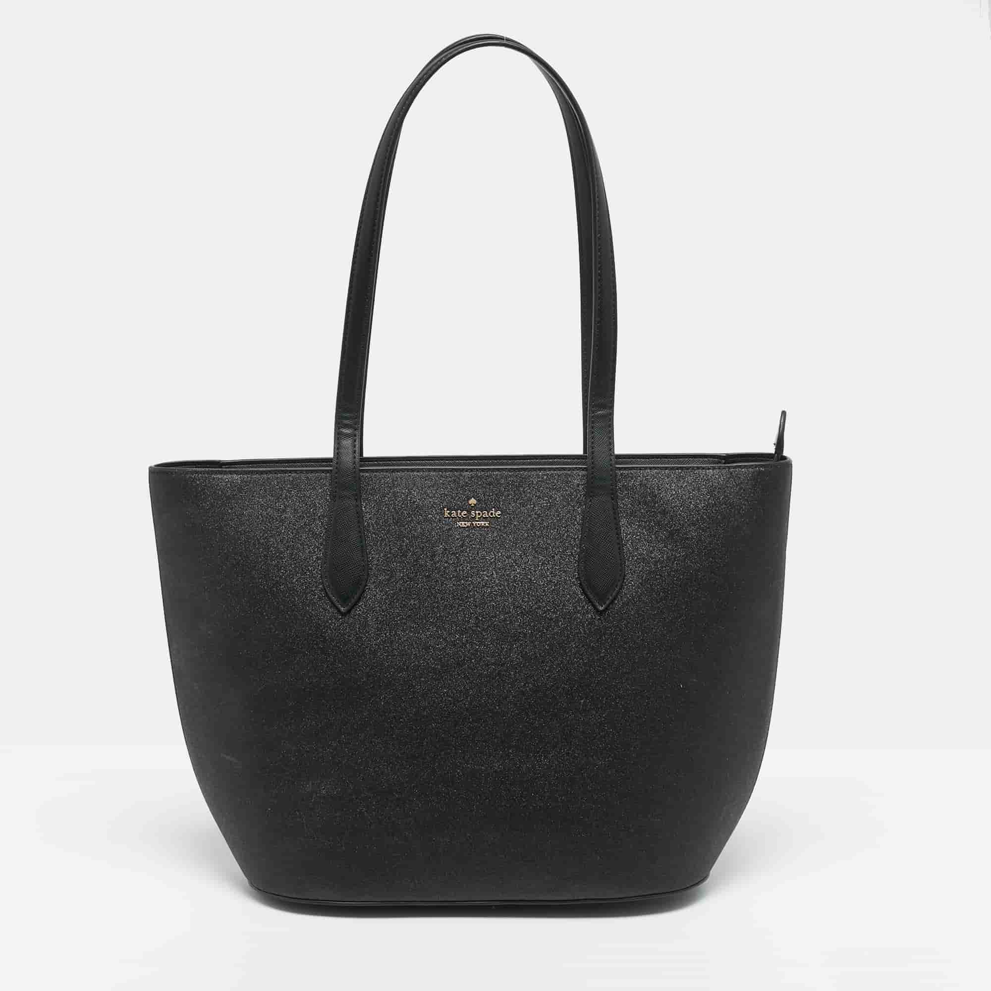 Kate Spade Glimmer Black Glitter Leather Tote
