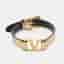 Valentino VLogo Leather Gold Tone Bracelet