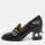 Gucci Peyton Pearl Embellished Size 37 Black Leather Loafer Pumps